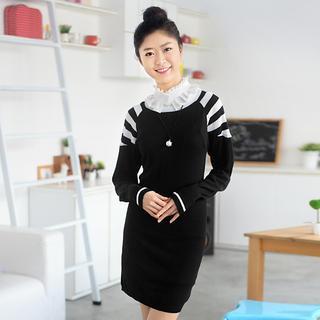Striped-sleeve Knit Dress