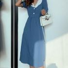 Puff Sleeve Peter Pan Collar A-line Dress