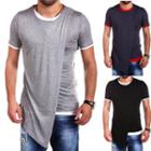 Contrast Trim Asymmetric Short-sleeve T-shirt