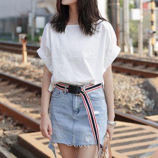 Plain Bow Short-sleeve Top
