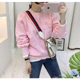 Pintuck-cuff Brushed-fleece Lined Sweatshirt
