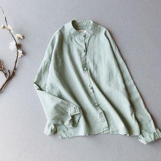 Frog-button Linen Blouse