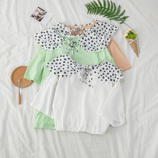 Dotted Collar Cropped Top