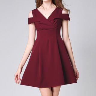 V-neck Cutout Shoulder Dress