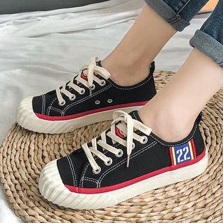 Number Print Lace-up Sneakers