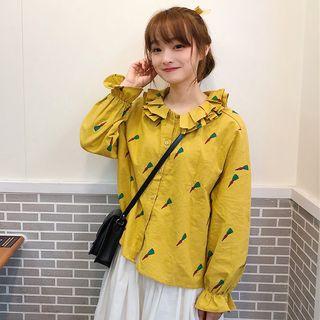 Printed Ruffle Trim Shirt