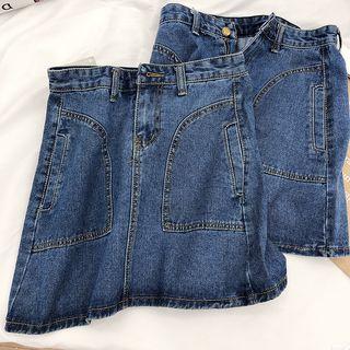 A-line Denim Skirt Blue - S