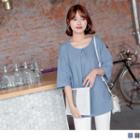 Pleated Front Elbow Sleeve Top