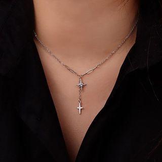 Star Rhinestone Pendant Alloy Choker With Gift Box - 1 Pc - Silver - One Size