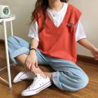 Set: Elbow-sleeve T-shirt + Ripped Vest