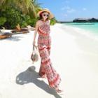 Halter Patterned Chiffon Jumpsuit