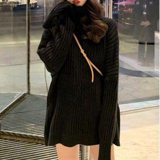 Turtleneck Oversized Sweater Black - One Size