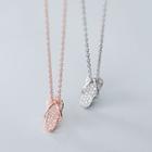 925 Sterling Silver Rhinestone Miniature Slippers Pendant Necklace