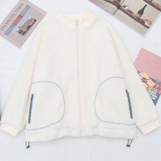 Fleece Zip-up Jacket Off-white - One Size