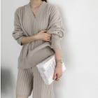 Set: V-neck Sweater + Knit Shorts