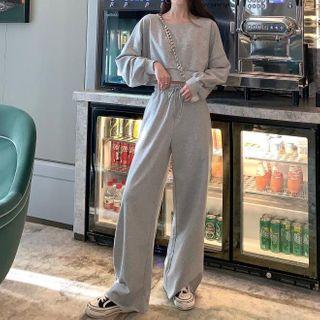 Crop Pullover / Wide-leg Sweatpants / Zip Hoodie