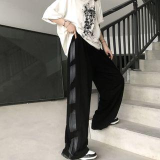 High-waist Striped Shift Wide-leg Pants