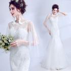 Long-sleeve Lace Mermaid Wedding Ball Gown