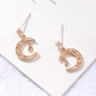 Rhinestone Crescent Earring S925 Silver Needle - 1 Pair - One Size
