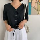 V-neck Tie-hem Cardigan