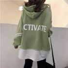 Mock Two-piece Oversize Hooded Long-sleeve T-shirt