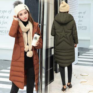Star Hooded Padded Button Coat