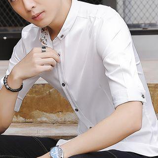 Elbow-sleeve Floral Cuff Shirt