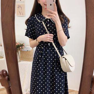 Polka Dot Print Short-sleeve Dress