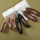 Shirred-trim Faux-leather Flats