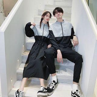 Couple Matching Contrast-color Sweatshirt / A-line Dress