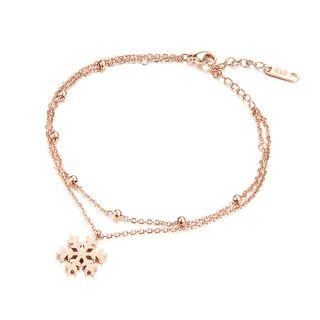 Rose Gold Plated Stainless Steel Snowflake Accessories Anklet