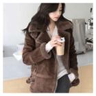 Buckled-neck Fuax-fur Lined Jacket