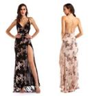 Sequined Open Back Maxi Sheath Dress