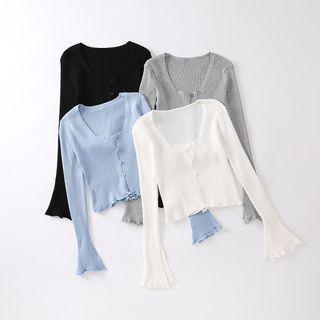 Lettuce Edge Bell-sleeve Knit Top