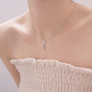 Sterling Silver Rhinestone Moon Necklace