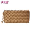 Genuine-leather Woven Long Wallet