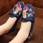 Flower Embroidered Frog-button Flats