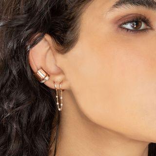 Rhinestone Chained Alloy Earring