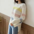 Dip-back Rainbow-stripe Sweater