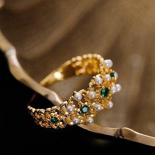 Genuine Pearl Open Ring Gold - One Size