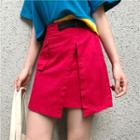 High-waist Pocket Side-slit A-line Skirt
