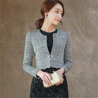Scalloped Cropped Tweed Jacket