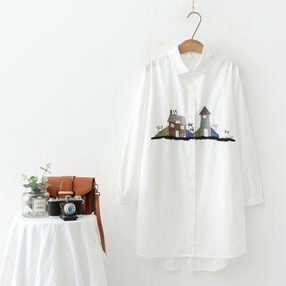 Long-sleeve House Embroidered Shirt