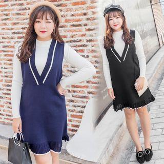 Sleeveless V-neck Knit A-line Dress