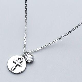 925 Sterling Silver Cross Disc Pendant Necklace