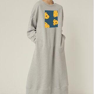 Midi Printed Pullover Dress Gray - One Size