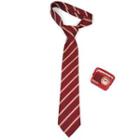 Striped Neck Tie Gold Stripe - Maroon - 8cm