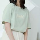 Lettering Short-sleeve T-shirt Light Green - One Size
