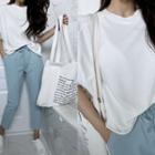 Cut-edge Plain T-shirt Ivory - One Size