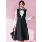 Sleeveless Wool Blend A-line Long Dress